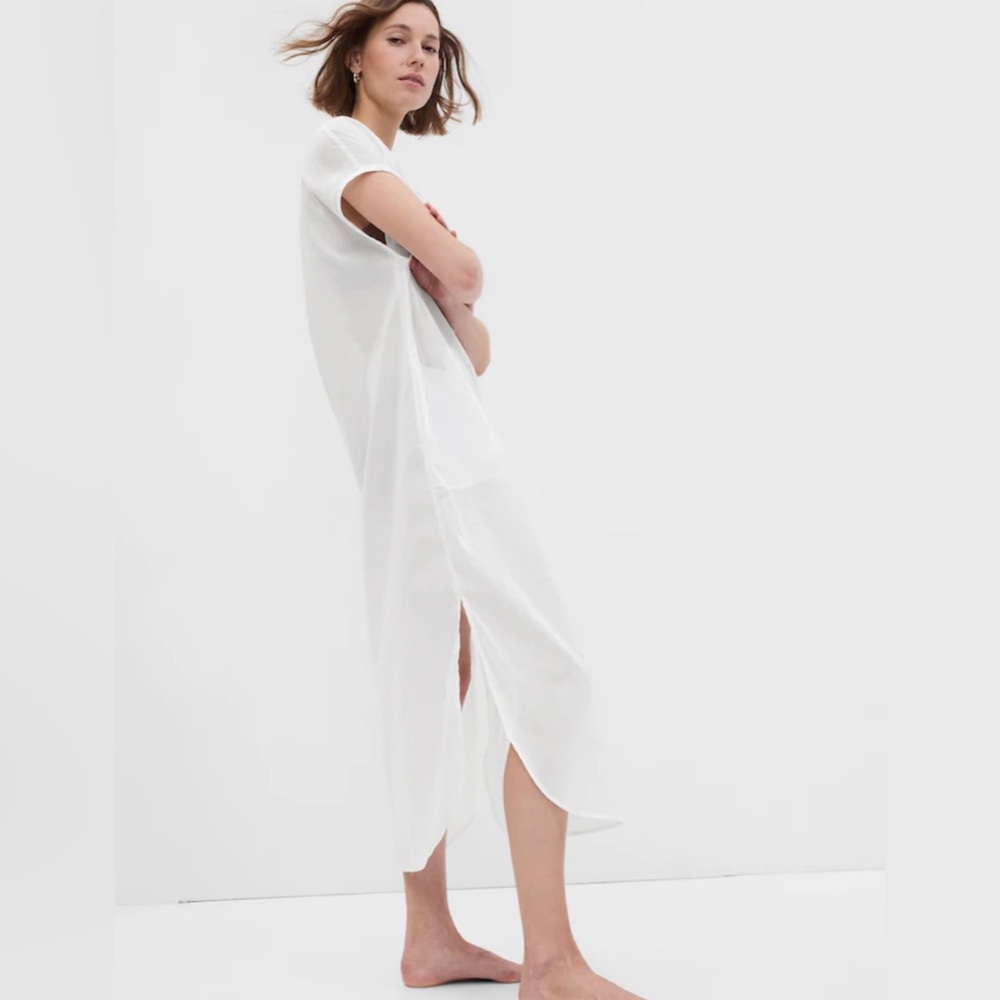 GAP NWT Button Down Voile Dolman Shirtdress - White - Picture 2 of 6